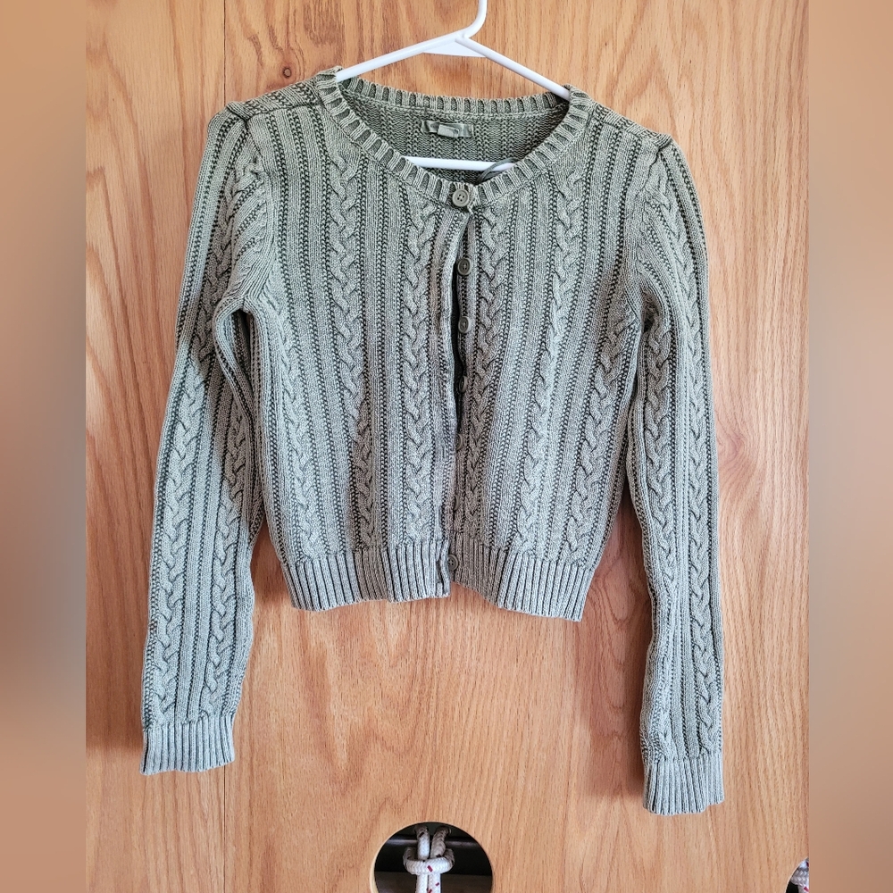Adorable American Eagle Outfitters Small Green Crop Sweater